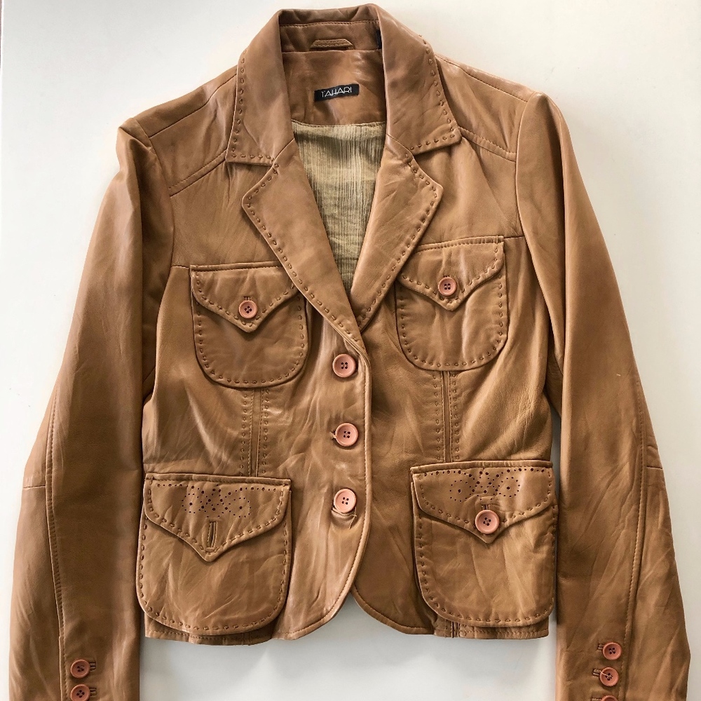 Caramel Leather Western Stitched Leather Blazer